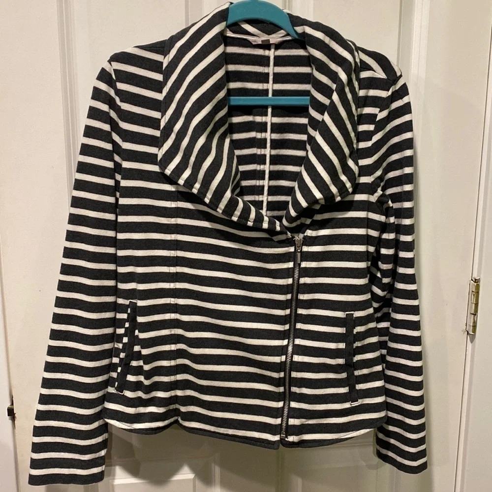 Gap Striped Moto Style Zip Blazer Jacket EUC